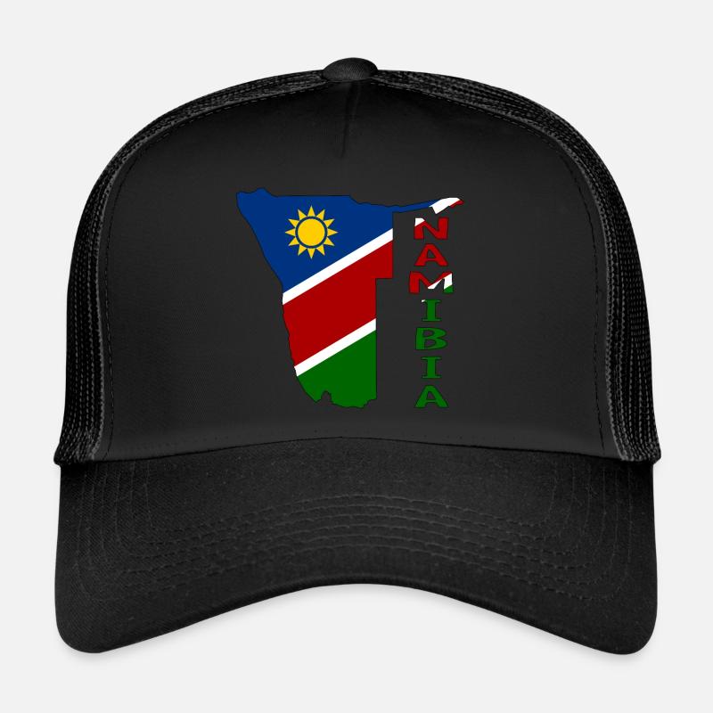 Namibia Landkarte Flagge - Trucker Cap - Schwarz/Schwarz