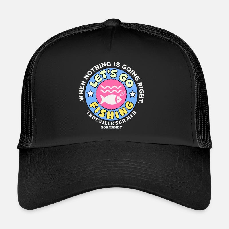 Lass uns angeln gehen - Trucker Cap - Schwarz/Schwarz