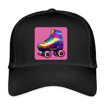 Colorful Disco Roller Skate Retro Style - Trucker Cap - black/black - Front