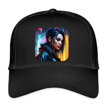 Fille Cool Goth Cyberpunk - Casquette trucker  - noir/noir - Devant