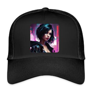 Fille Cool Goth Cyberpunk - Casquette trucker  - noir/noir - Devant