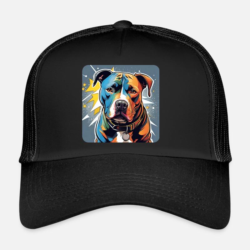 Cooler Pitbull Hund - Trucker Cap - Schwarz/Schwarz