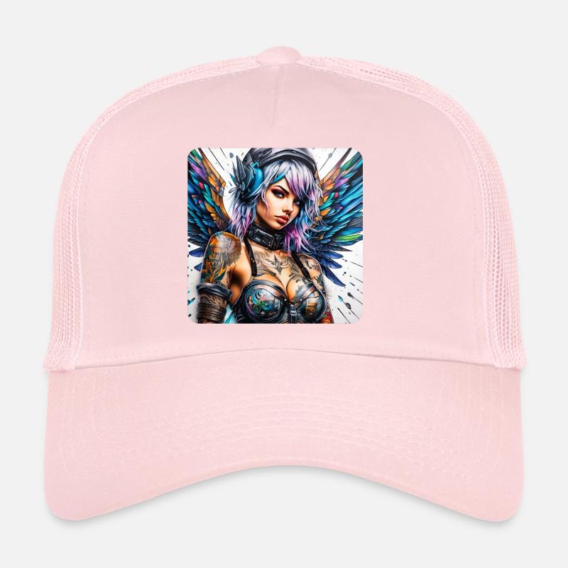 Cooler Cyberpunk Engel mit Kopfhörer Trucker Cap