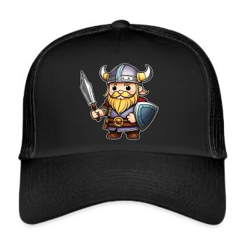 Cute Viking with Sword - Trucker Cap - black/black - Front