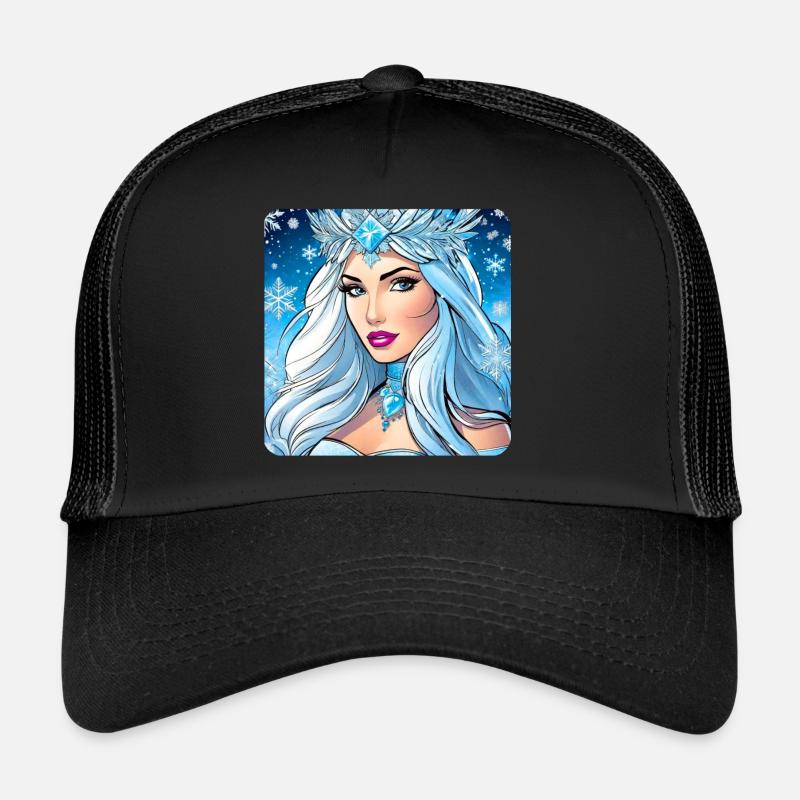 Winter Ice Queen with Ice Crystals Trucker Cap