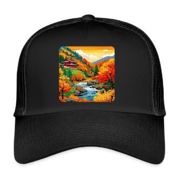 Colorful autumn landscape - Trucker Cap - black/black - Front