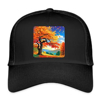 Colorful Autumn Landscape - Trucker Cap - black/black - Front