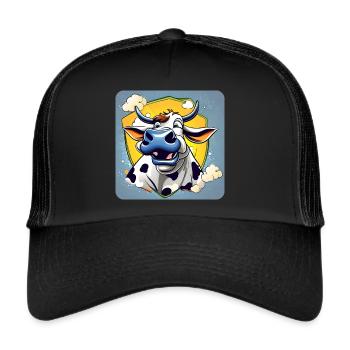 Verrückte Kuh - Trucker Cap - Schwarz/Schwarz - Vorne