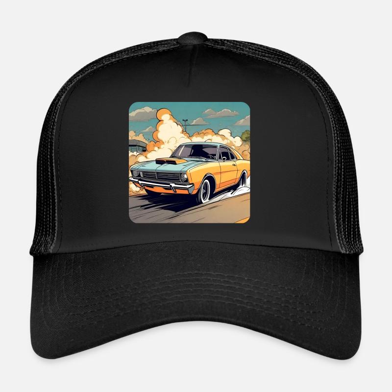 Oldtimer Drift Auto Turbo Rallye mit Rauch Trucker Cap