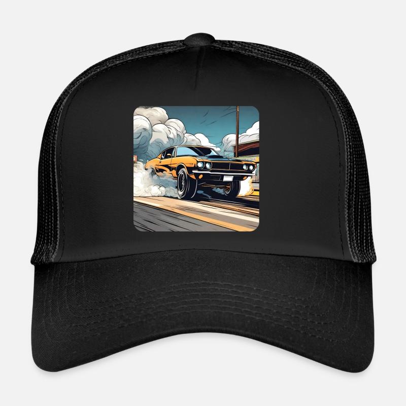Oldtimer Drift Auto Turbo Rallye mit Rauch Trucker Cap