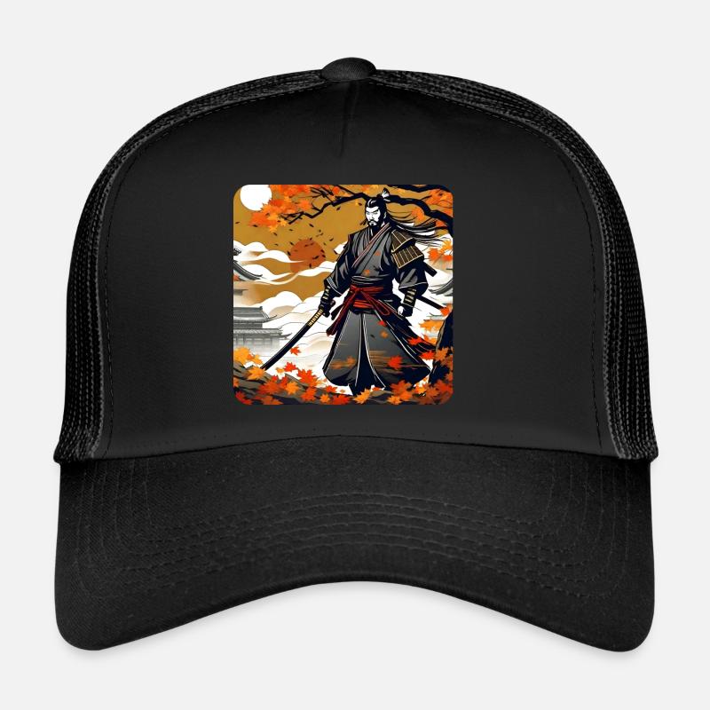 Stolzer Samurai Krieger mit Katana im Herbst Trucker Cap