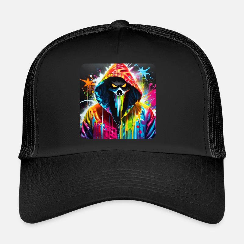 Démon effrayant dans un sweat à capuche de style graffiti Casquette trucker 