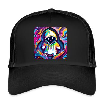 Cool Graffiti Ghost with Hoodie - Trucker Cap - black/black - Front