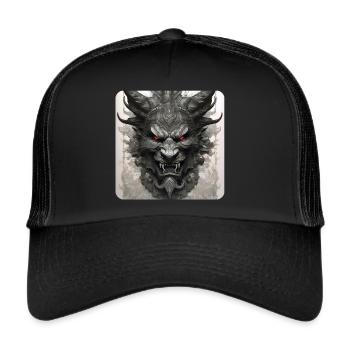 Demon grimace with red glowing eyes - Trucker Cap - black/black - Front