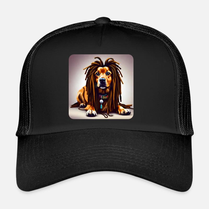 Cool dog with dreadlocks - Trucker Cap - black/black