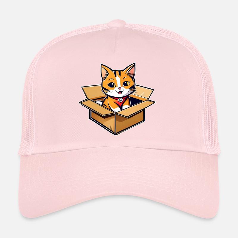 Chat mignon dans une boîte en carton Casquette trucker 