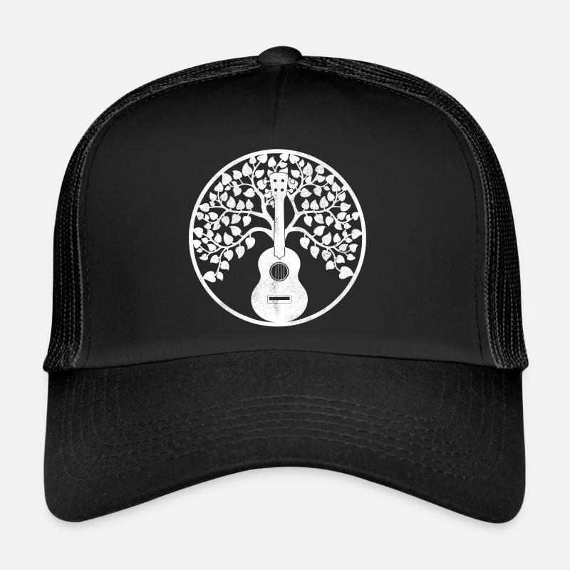 Ukulele tree Mandala weiss - Trucker Cap - Schwarz/Schwarz