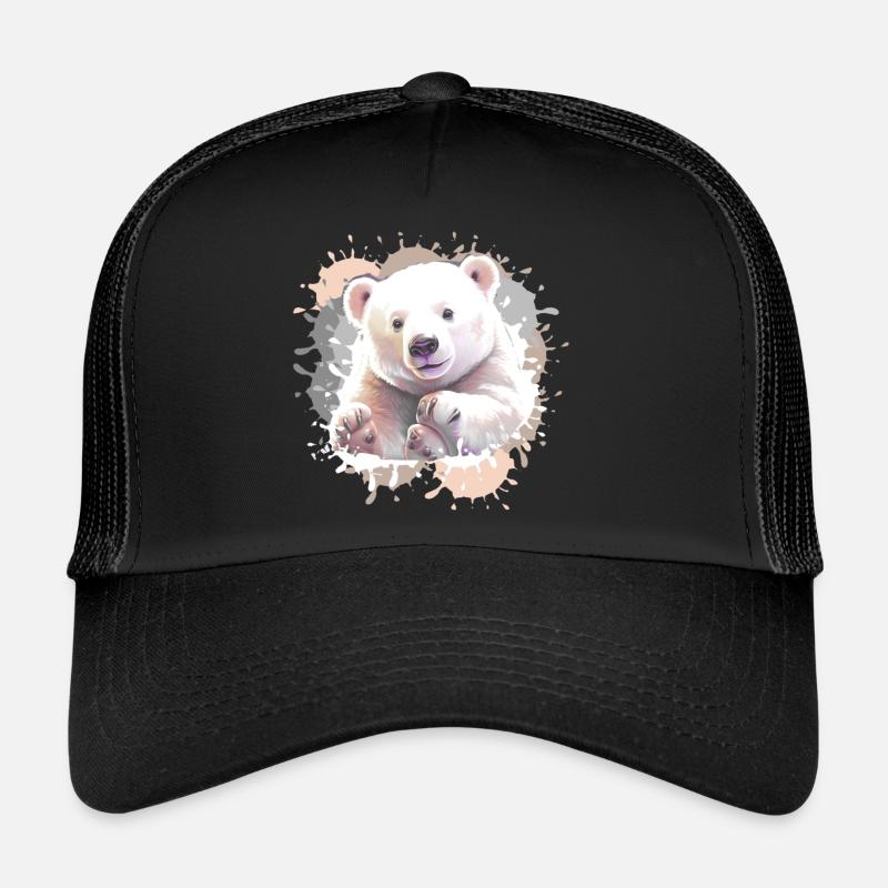 Eisbär, Bär, Babyeisbär,beige - Trucker Cap - Schwarz/Schwarz