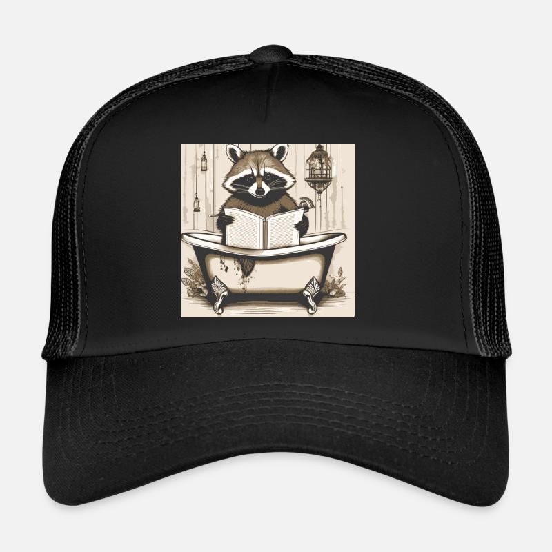 raton laveur, journal, salle de bain, lecture, affiche Casquette trucker 