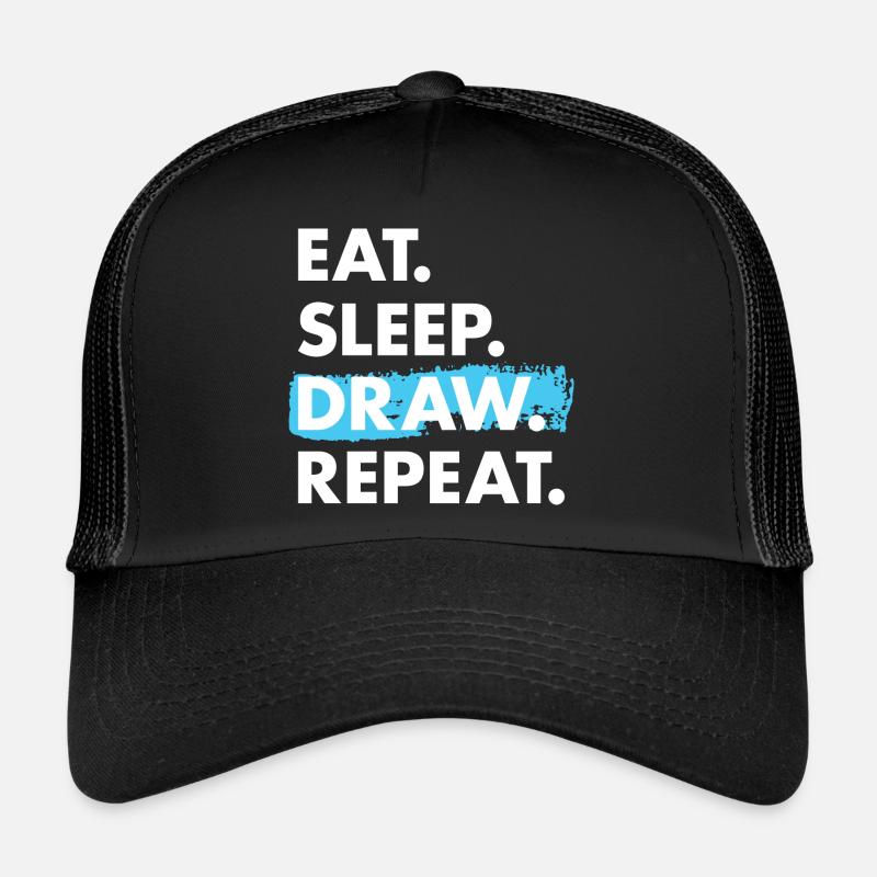 Tiroir Manger Sommeil Dessin - Casquette trucker - noir/noir