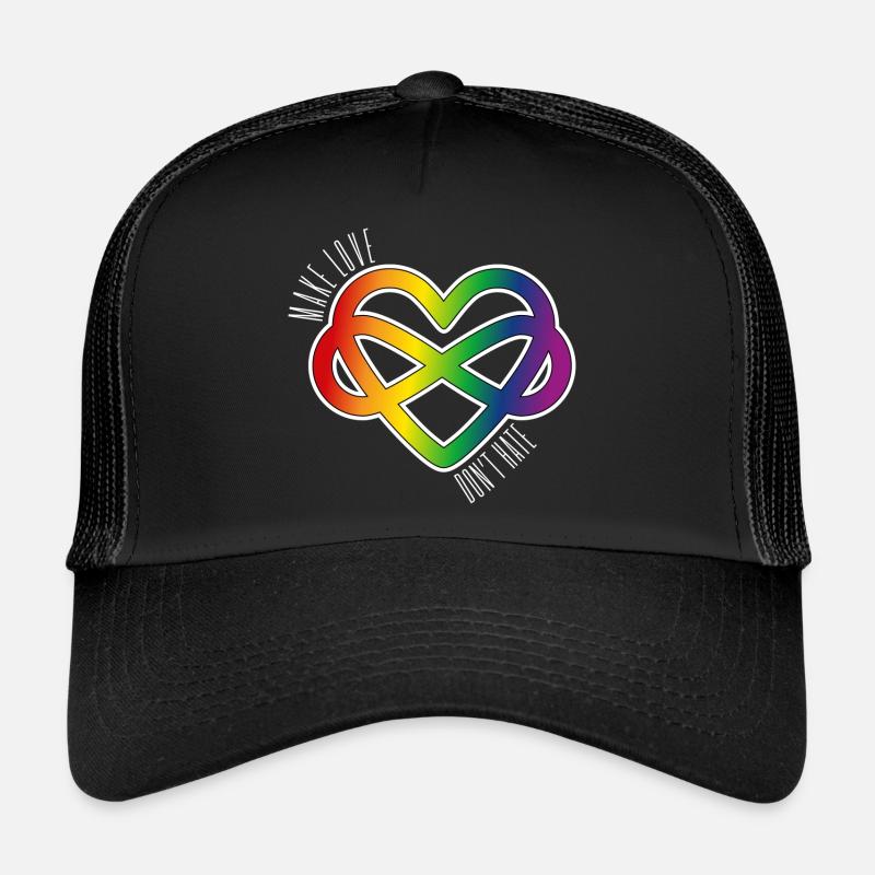 Polyamory Heart: Make Love & Don't Hate (white) Trucker Cap
