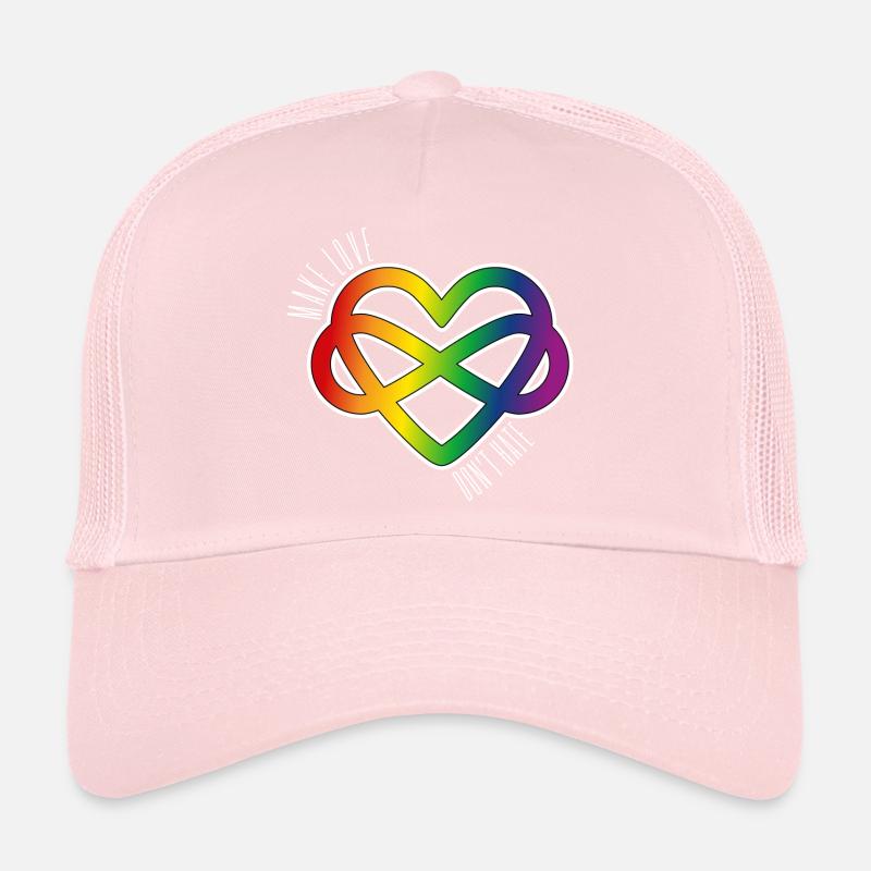 Polyamory Heart: Make Love & Don't Hate (white) Trucker Cap