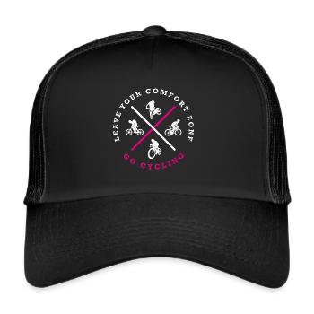 laeave your comfort zone - go cycling - Trucker Cap - Schwarz/Schwarz - Vorne