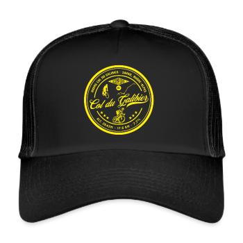 Col du Galibier, Route, Cyclisme, Vélo, Jaune - Casquette trucker  - noir/noir - Devant