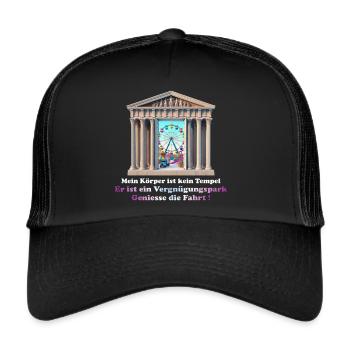 Mein Körper ist ein Vergnügungspark - Trucker Cap - Schwarz/Schwarz - Vorne
