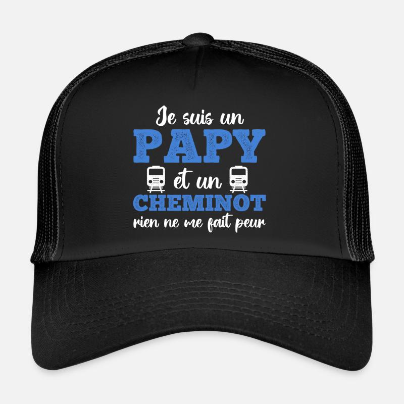 Je suis un papy cheminot humour train cadeau Casquette trucker 