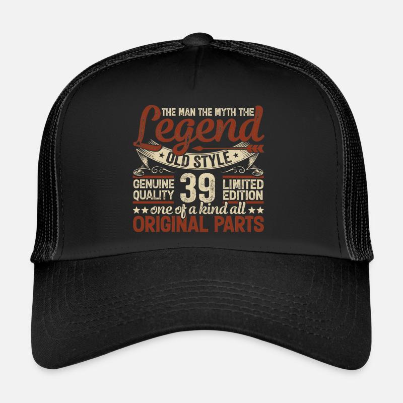 39 ans, légendes Millésime 1985 Anniversaire 1985 Casquette trucker 