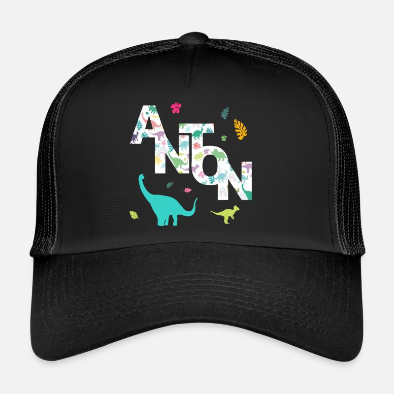 ANTON - Beautiful boy name with dinosaur Trucker Cap