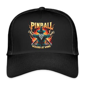 Pinball T-Shirt Wizard at work Design Flipper - Trucker Cap - black/black - Front
