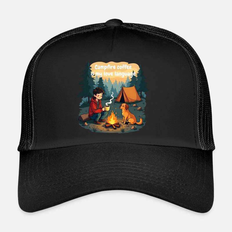 Le café au feu de camp est ma langue d’amour - Camping Dog Casquette trucker 