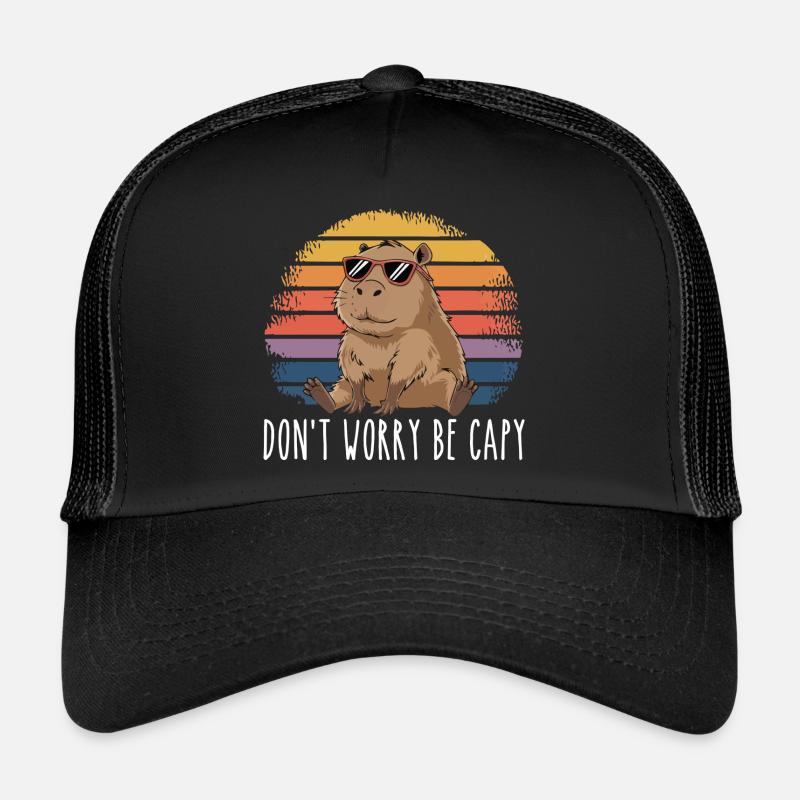 Retro Rodent Funny Capybara Dont Be Worry Be Capy Casquette trucker 