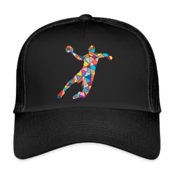 Handballer Handballspieler Jungen Herren Handball - Trucker Cap - Schwarz/Schwarz - Vorne