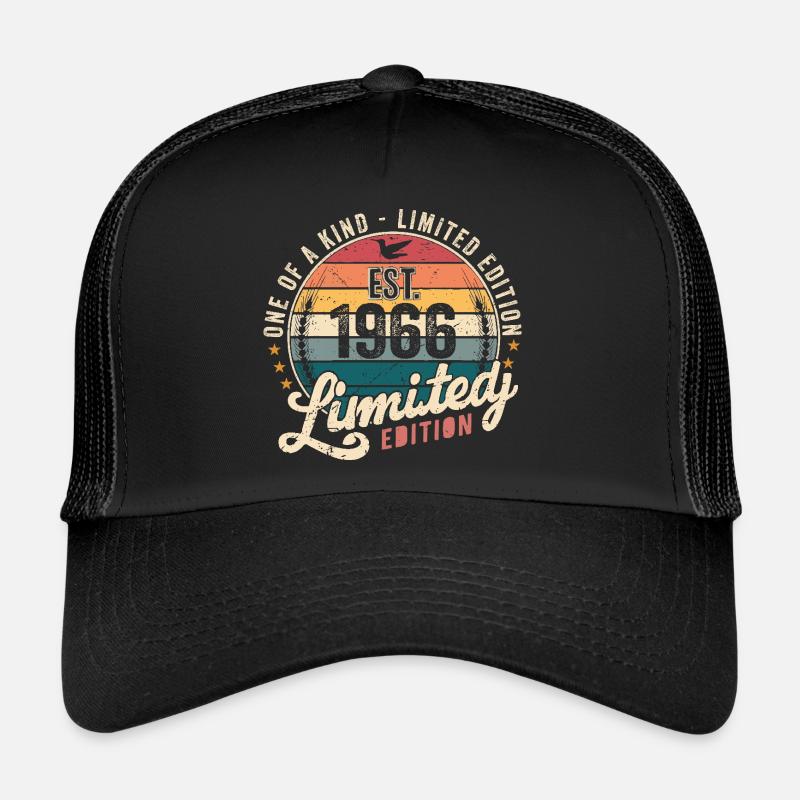 Geburtstagsgeschenk 1966 Jahrgang 1966 Retro 1966 - Trucker Cap - Schwarz/Schwarz