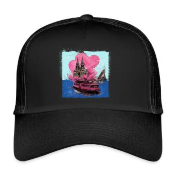 Cologne Cathedral,Cathedral,Cologne,Hearts,Painting,Pastel - Trucker Cap - black/black - Front