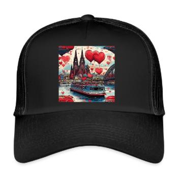 Cologne Cathedral,Cathedral,Cologne,Hearts,Painting,Pastel - Trucker Cap - black/black - Front