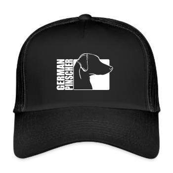 German Pinscher Profil Hunde Hund Wilsigns - Trucker Cap - Schwarz/Schwarz - Vorne