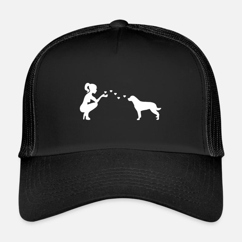 Rottweiler mit Frau - Trucker Cap - Schwarz/Schwarz