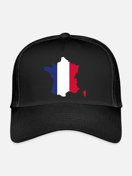 France drapeau - drapeau de la France - Casquette trucker  - noir/noir - Devant