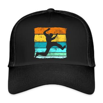 Retro Parkour Läufer Freerunning Parkourläufer - Trucker Cap - Schwarz/Schwarz - Vorne