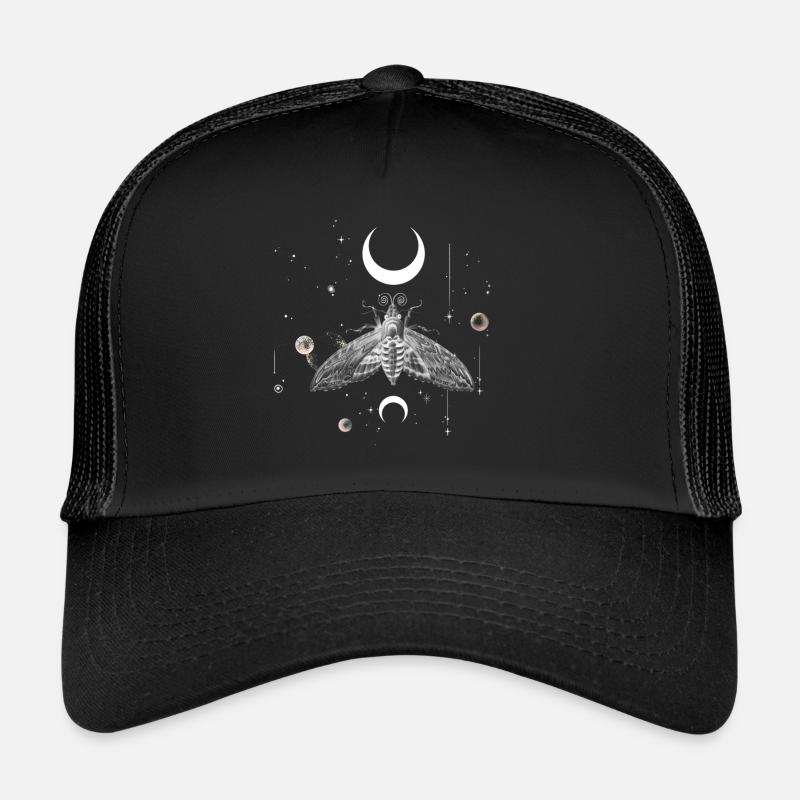 Boho Art Design - Mystic Moon Moth - Trucker Cap - Schwarz/Schwarz