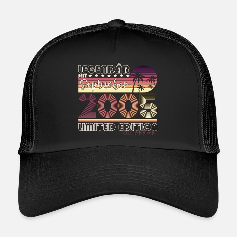 Legendär September 2005 17. Geburtstag Geschenk - Trucker Cap - Schwarz/Schwarz