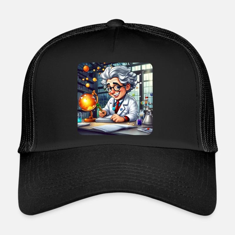 Professeur mignon avec des cheveux blancs et des lunettes Casquette trucker 