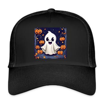Cute bogeyman with creepy pumpkins - Trucker Cap - black/black - Front