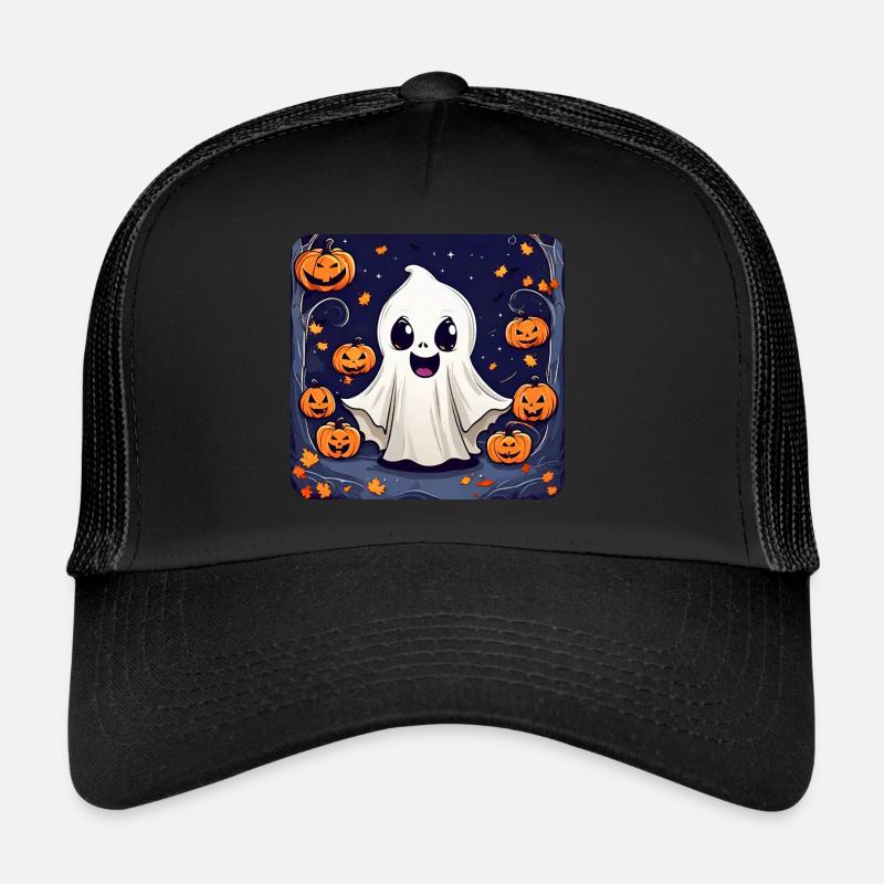 Mou mignon avec des citrouilles effrayantes Casquette trucker 