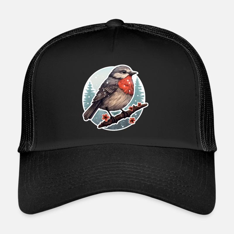 Rotkehlchen im Schnee Winter Trucker Cap