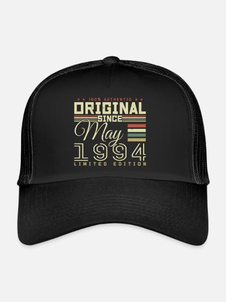 Cadeau Anniversaire Mai 1994, Gift May 1994 - Casquette trucker  - noir/noir - Devant